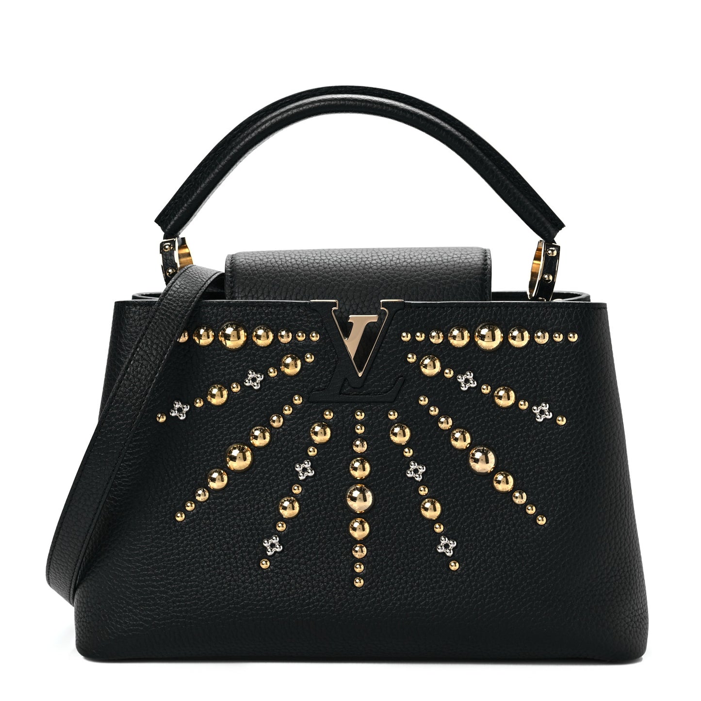 Taurillon Studded Sol Capucines PM Black