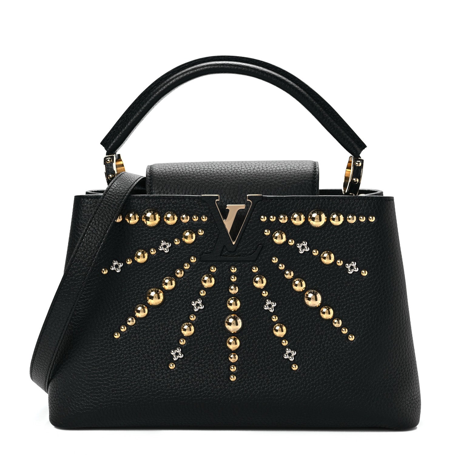 Louis Vuitton Taurillon Studded Sol Capucines PM Black 1 of 7