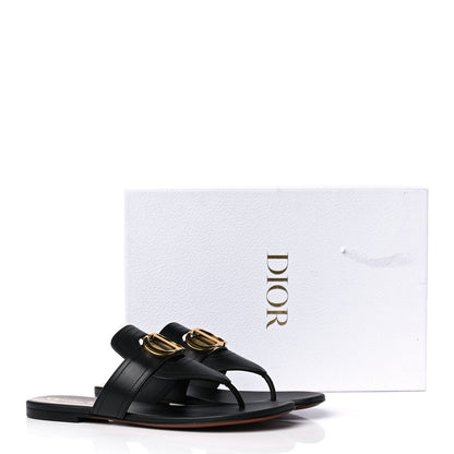 Christian Dior Calfskin 30 Montaigne Thong Sandals 38 Black 9 of 9