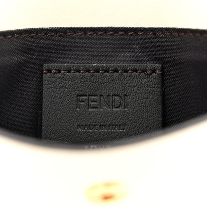 Fendi Vitello King Tamponato Logo Embossed Fold Over Card Holder Wallet Poudre 6 of 7