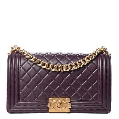 Chanel Lambskin Quilted Medium Boy Flap Dark Purple 1 of 11