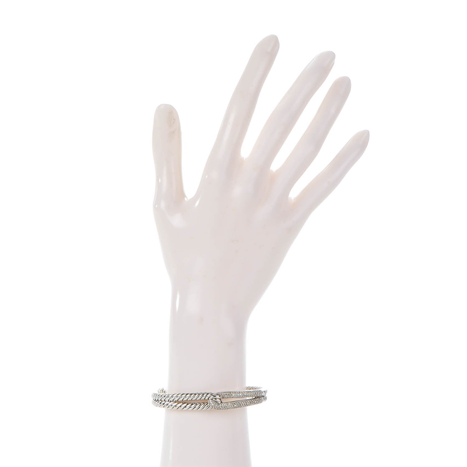 David Yurman Sterling Silver Diamond Pave 10mm Single Loop Labyrinth Bracelet 2 of 6