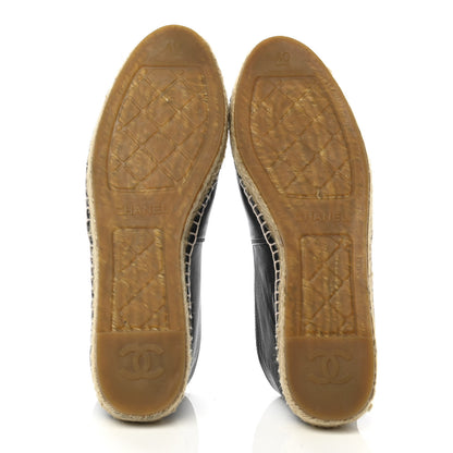 Chanel Lambskin Camellia CC Stud Espadrilles 40 Black 5 of 9
