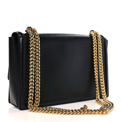 Salvatore Ferragamo Hammered Calfskin Vara Bow Chain Flap Crossbody Black 3 of 8