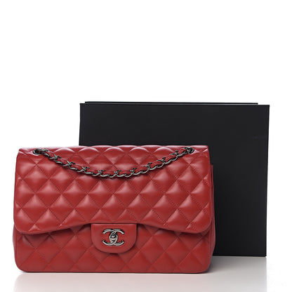 Chanel Lambskin Quilted Jumbo Double Flap Red 10 of 10