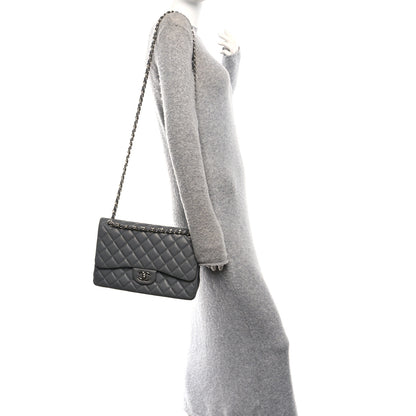 Chanel Caviar Quilted Jumbo Double Flap Grey 2 of 11