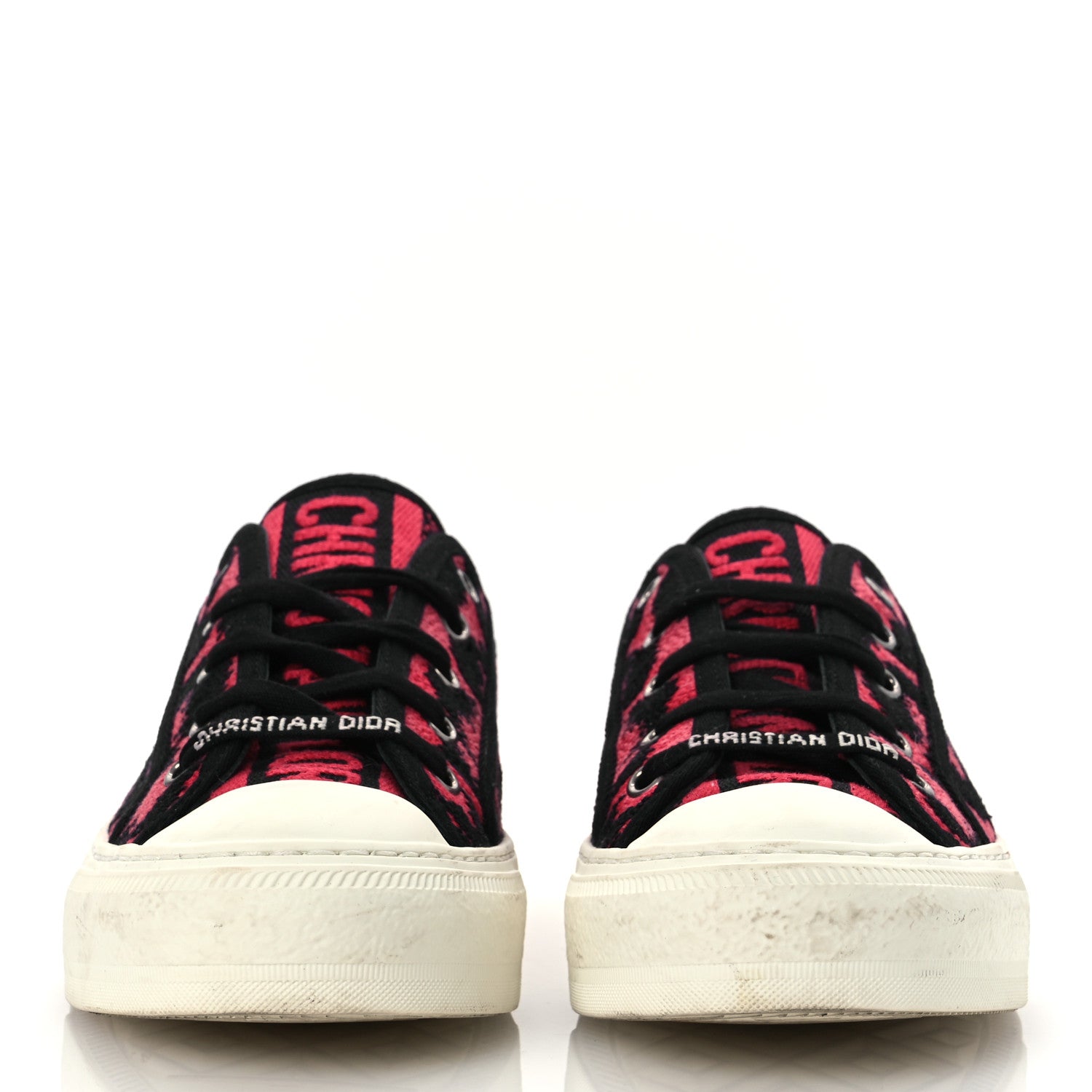 Christian Dior Canvas Leopard Embroidered Womens Walk N Dior Low Top Sneakers 37.5 Framboise 3 of 15