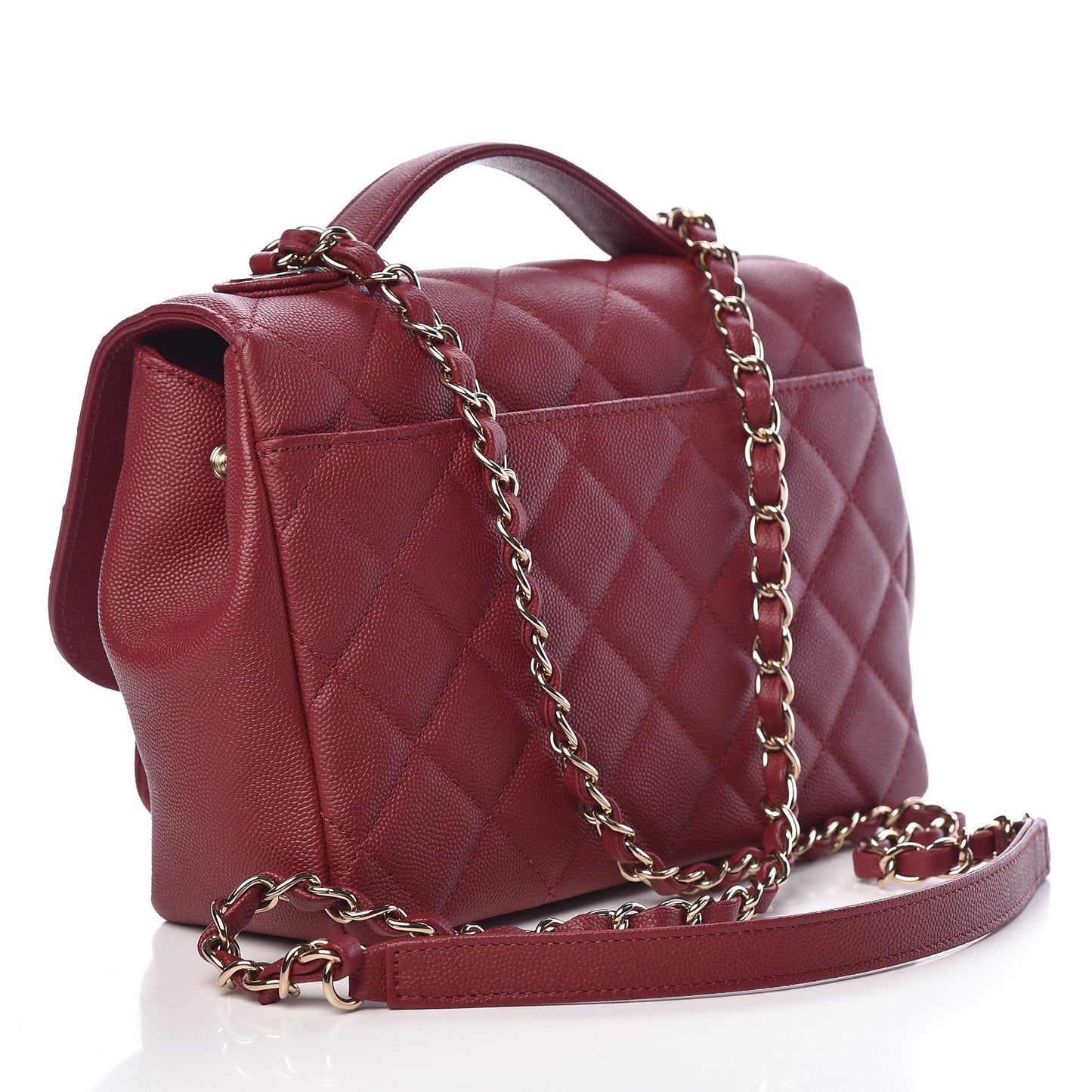 Caviar Quilted Small Business Affinity Flap Burgundy