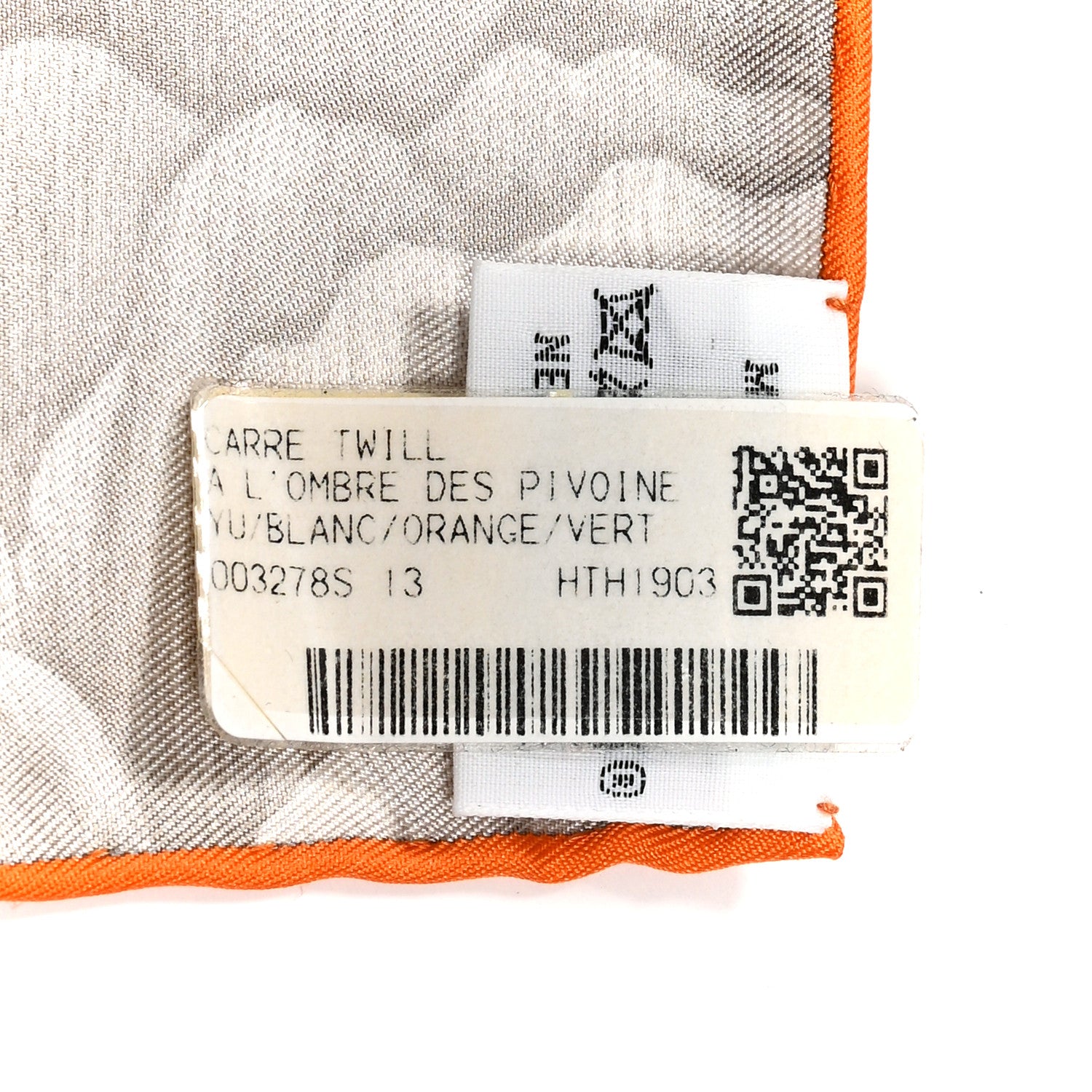 Hermes Silk A l'Ombre des Pivoines Scarf 90 White Orange Vert 3 of 10
