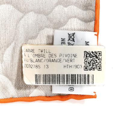 Hermes Silk A l'Ombre des Pivoines Scarf 90 White Orange Vert 3 of 10