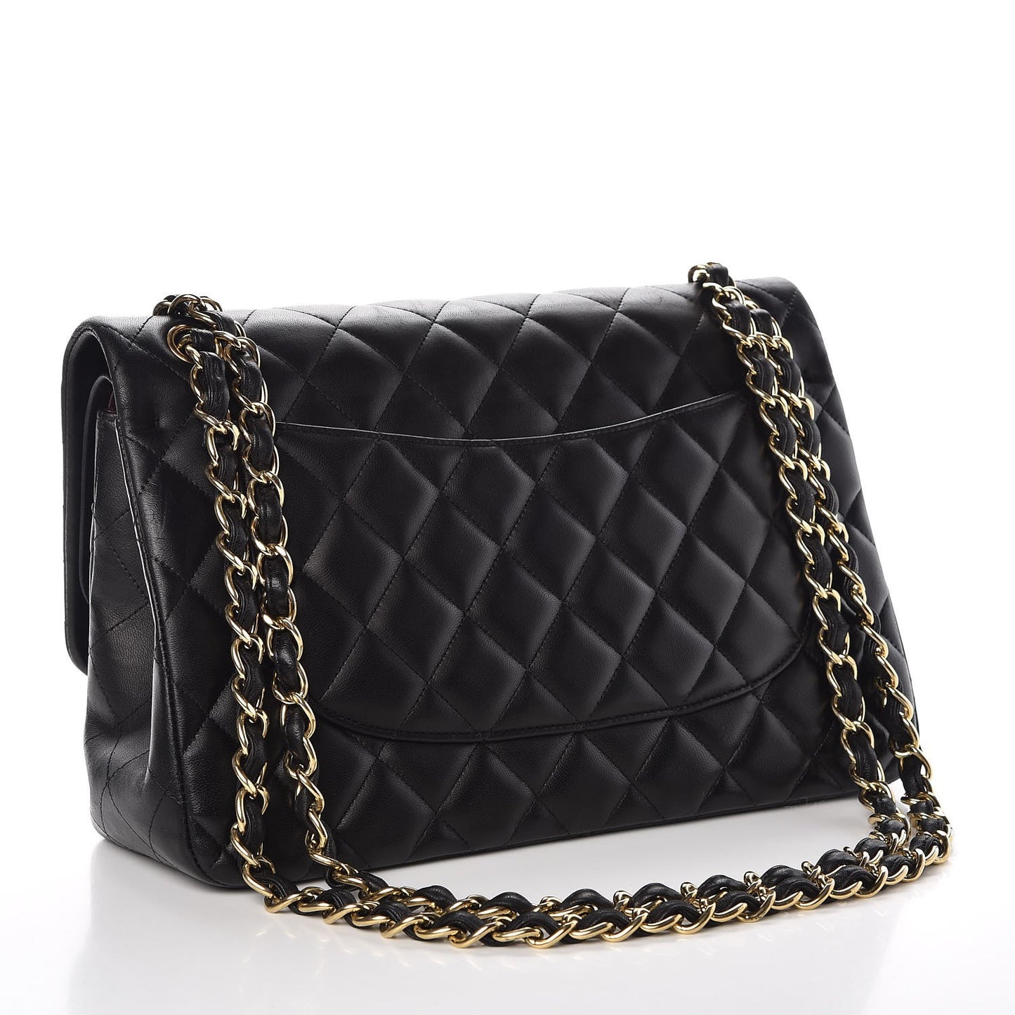 Lambskin Quilted Jumbo Double Flap Black