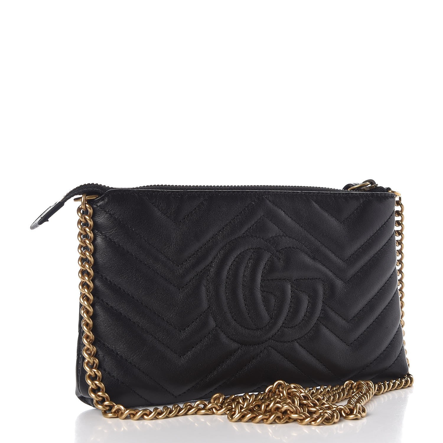 Gucci Calfskin Matelasse Mini GG Marmont Chain Bag Black 3 of 6