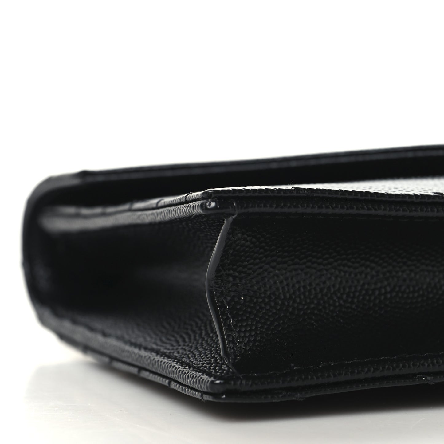 Grain De Poudre Matelasse Chevron Monogram Envelope Chain Wallet Black