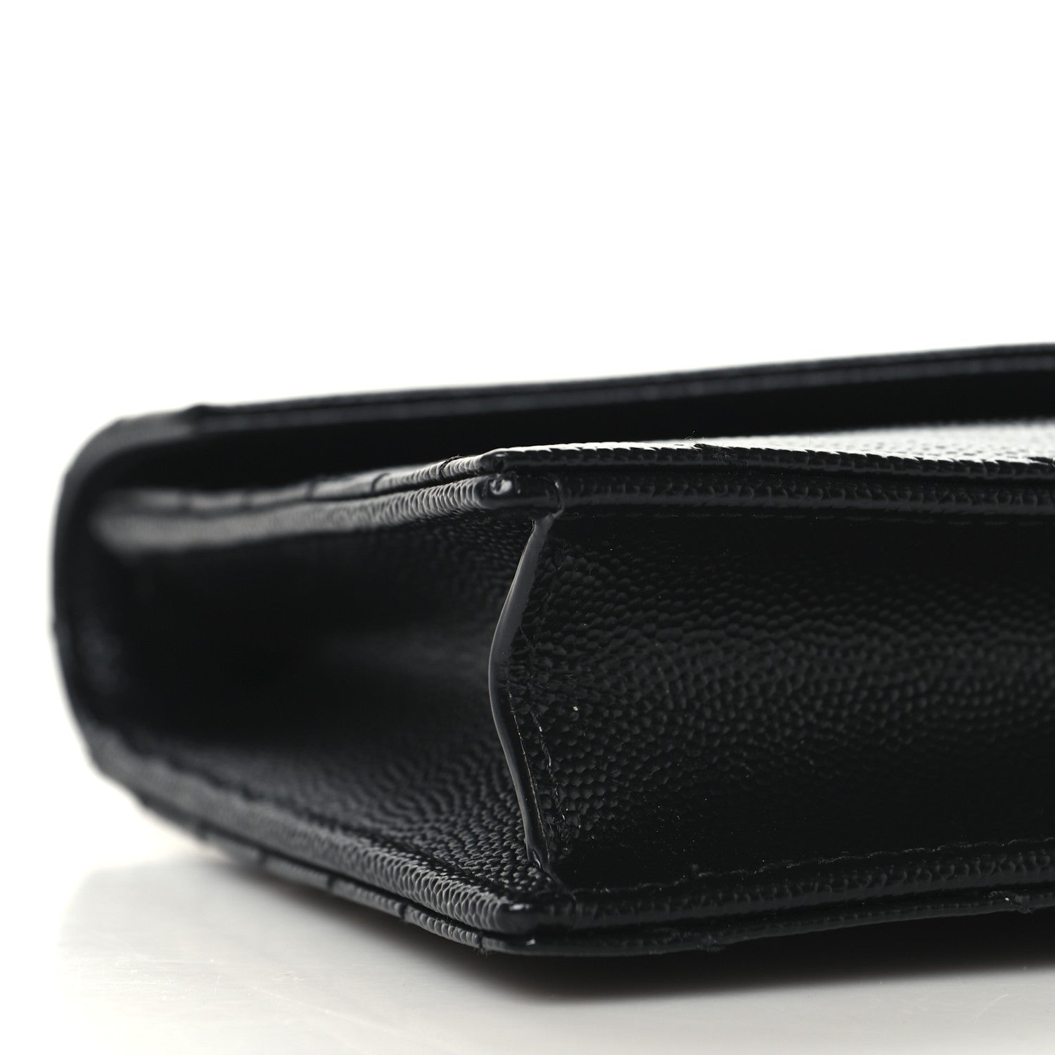 Saint Laurent Grain De Poudre Matelasse Chevron Monogram Envelope Chain Wallet Black 8 of 9