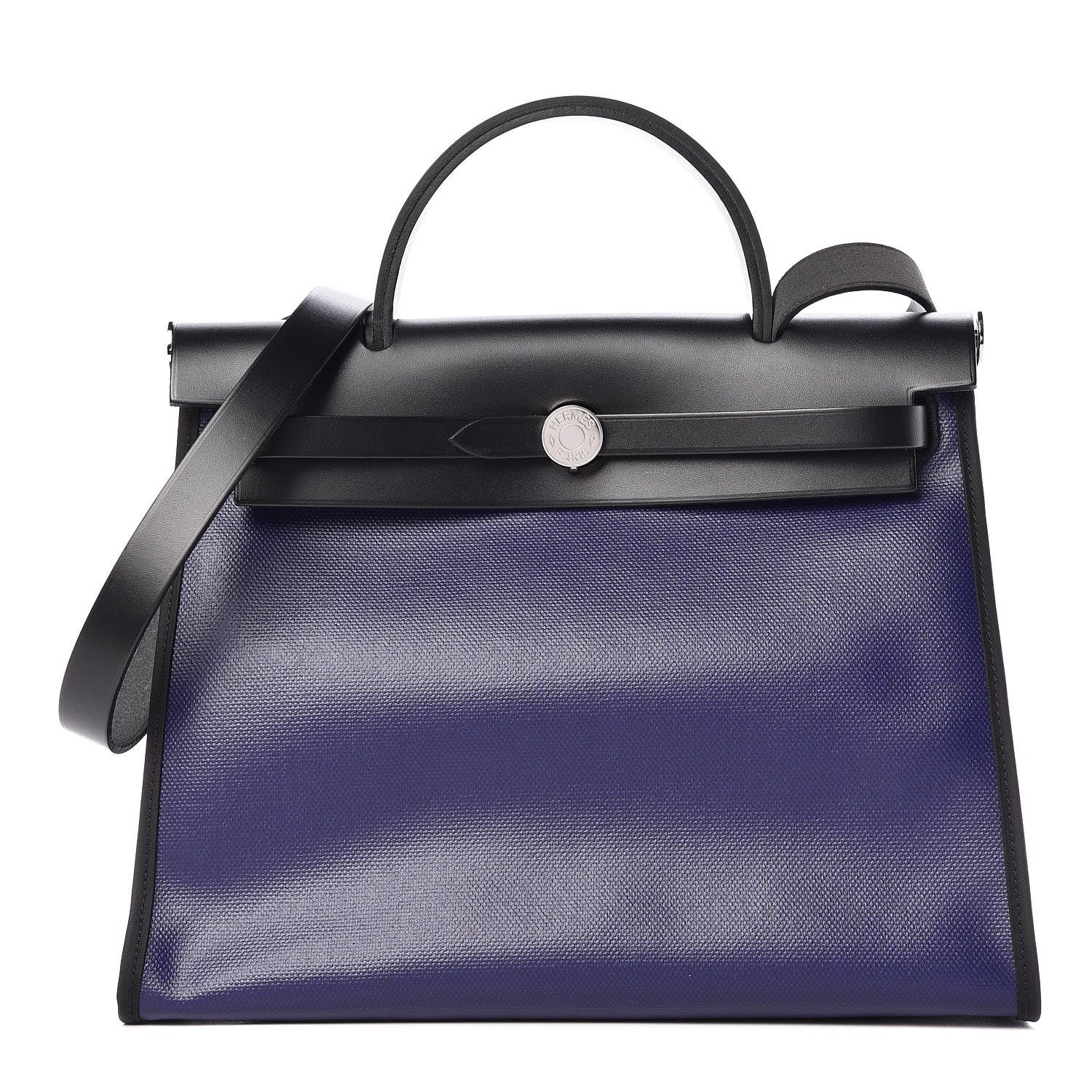 Hermes Toile H Berline Vache Hunter Herbag Zip PM 31 Bleu Encre Black 4 of 12