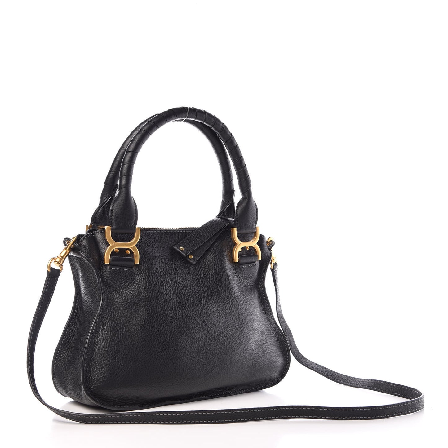 Calfskin Small Marcie Satchel Black