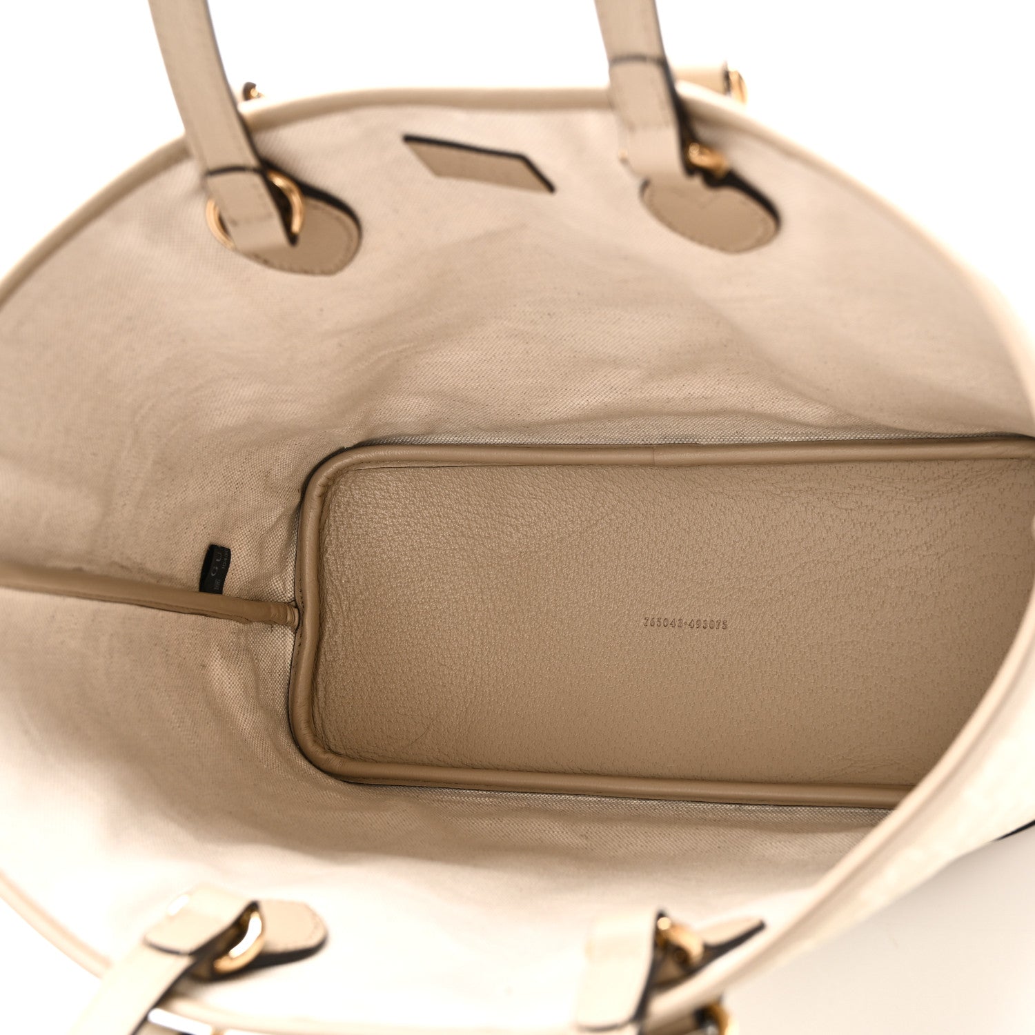 Gucci GG Supreme Monogram Textured Dollar Calfskin Small Ophidia Shoulder Tote Bag Beige Mystic White Oatmeal 5 of 10