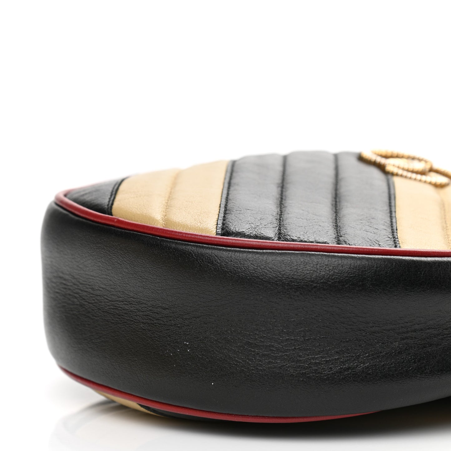 Azalea Calfskin Matelasse Diagonal Patchwork Mini Torchon GG Marmont Round Shoulder Bag Black Beige Romantic Cerise