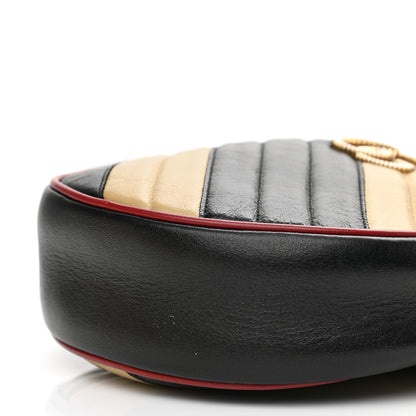 Gucci Azalea Calfskin Matelasse Diagonal Patchwork Mini Torchon GG Marmont Round Shoulder Bag Black Beige Romantic Cerise 10 of 16