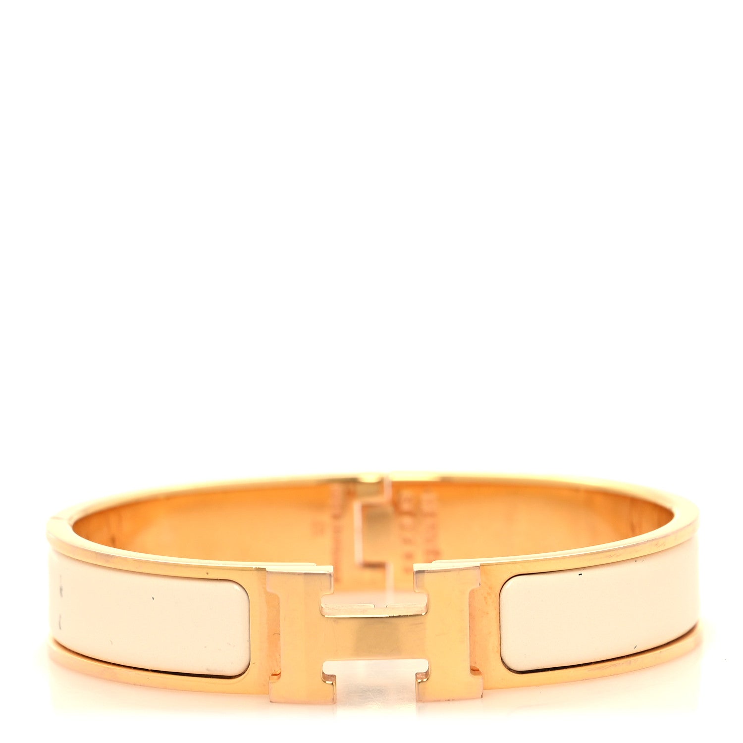 Hermes Enamel Narrow Clic Clac H Bracelet PM White 1 of 6