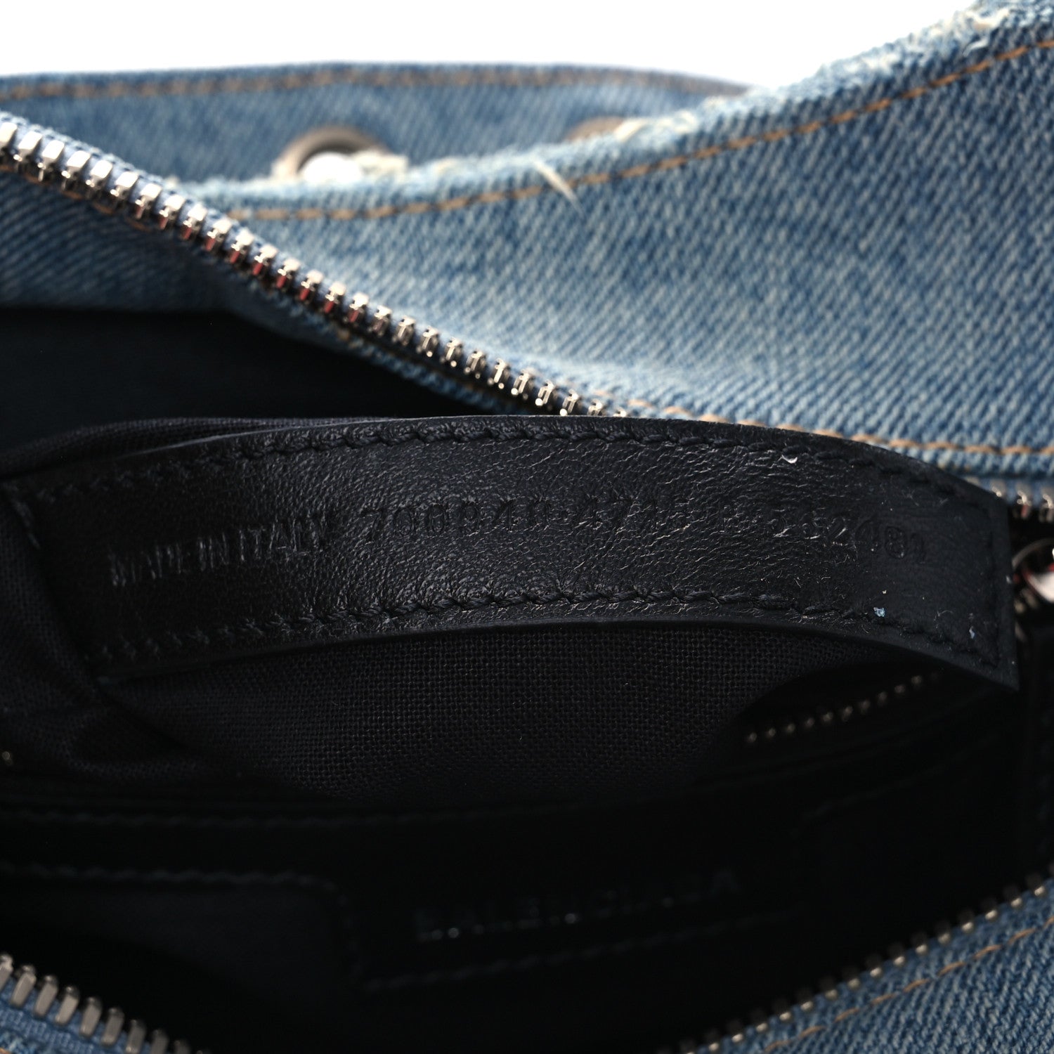 Balenciaga Washed Frayed Denim Crystal Neo Cagole Handbag XS Blue 8 of 15