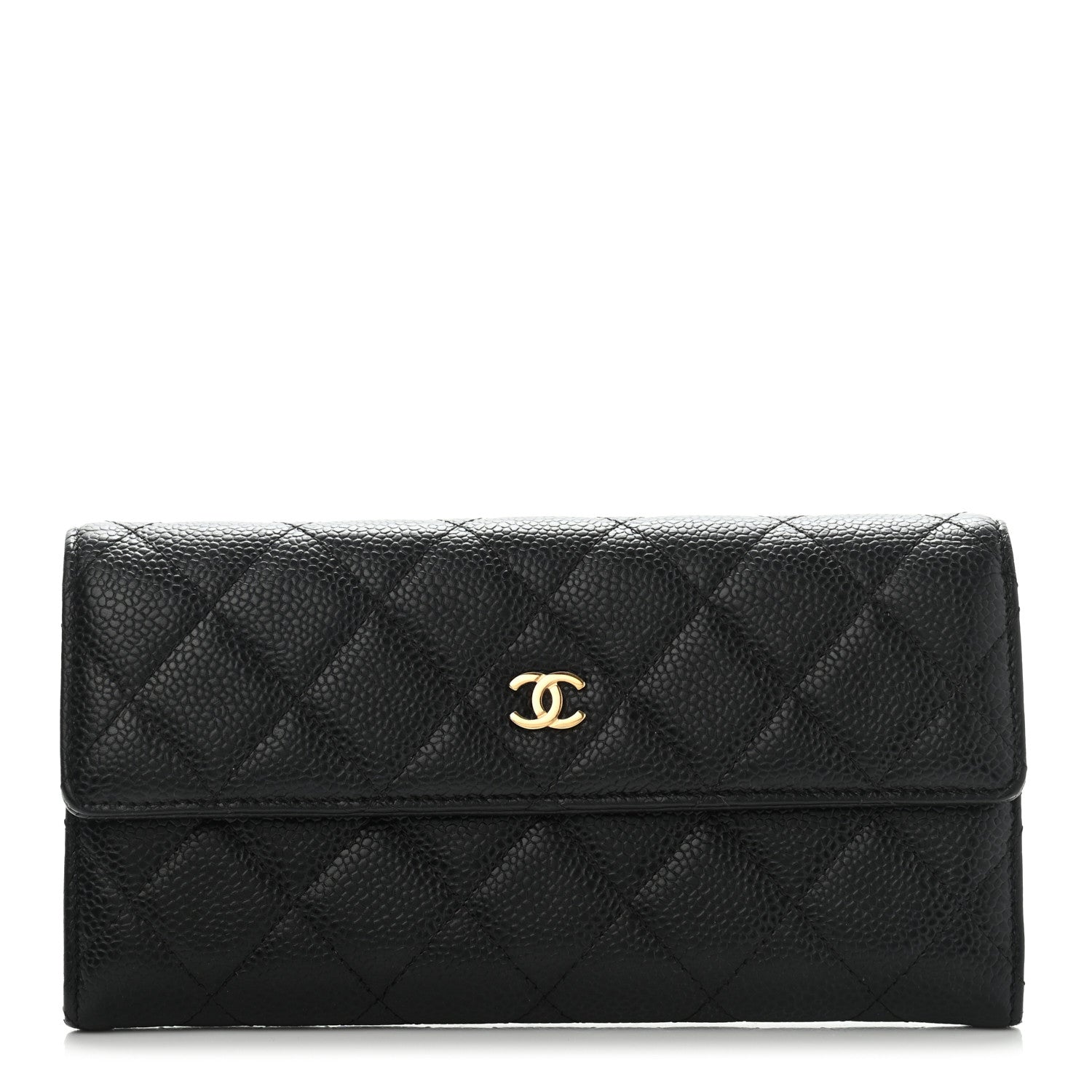 Chanel Caviar Quilted Large Gusset Flap Wallet Black 1 of 16