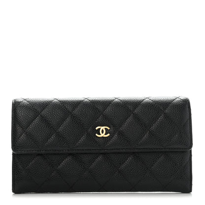 Chanel Caviar Quilted Large Gusset Flap Wallet Black 1 of 16