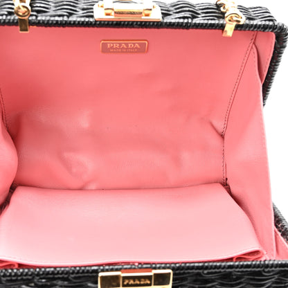 Prada Wicker Triangle Crossbody Clutch Black Petalo 4 of 8