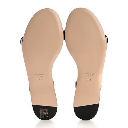 Gucci Lifford Calfskin GG Marmont Ankle Wrap Flat Sandals 38 Mud 6 of 9
