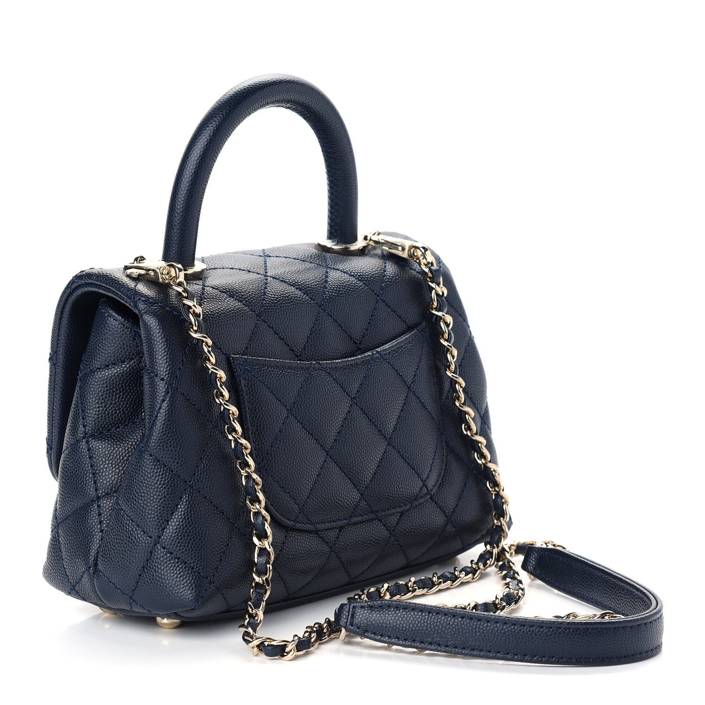 Caviar Quilted Extra Mini Coco Handle Flap Navy