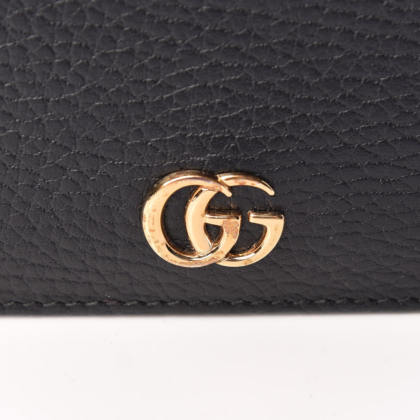 Pebbled Calfskin GG Marmont Card Case Black