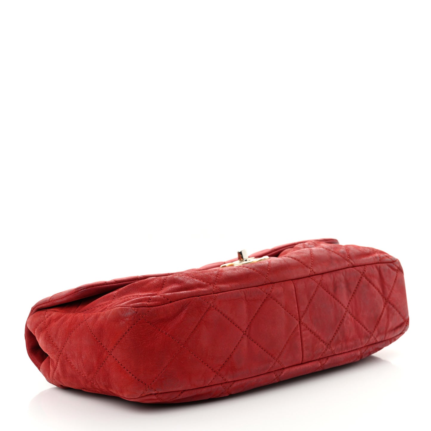 Iridescent Calfskin Large Chic Quilt Flap Red
