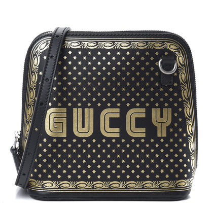 Gucci X SEGA Calfskin GUCCY Stars Mini Dome Shoulder Bag Black Gold 1 of 10