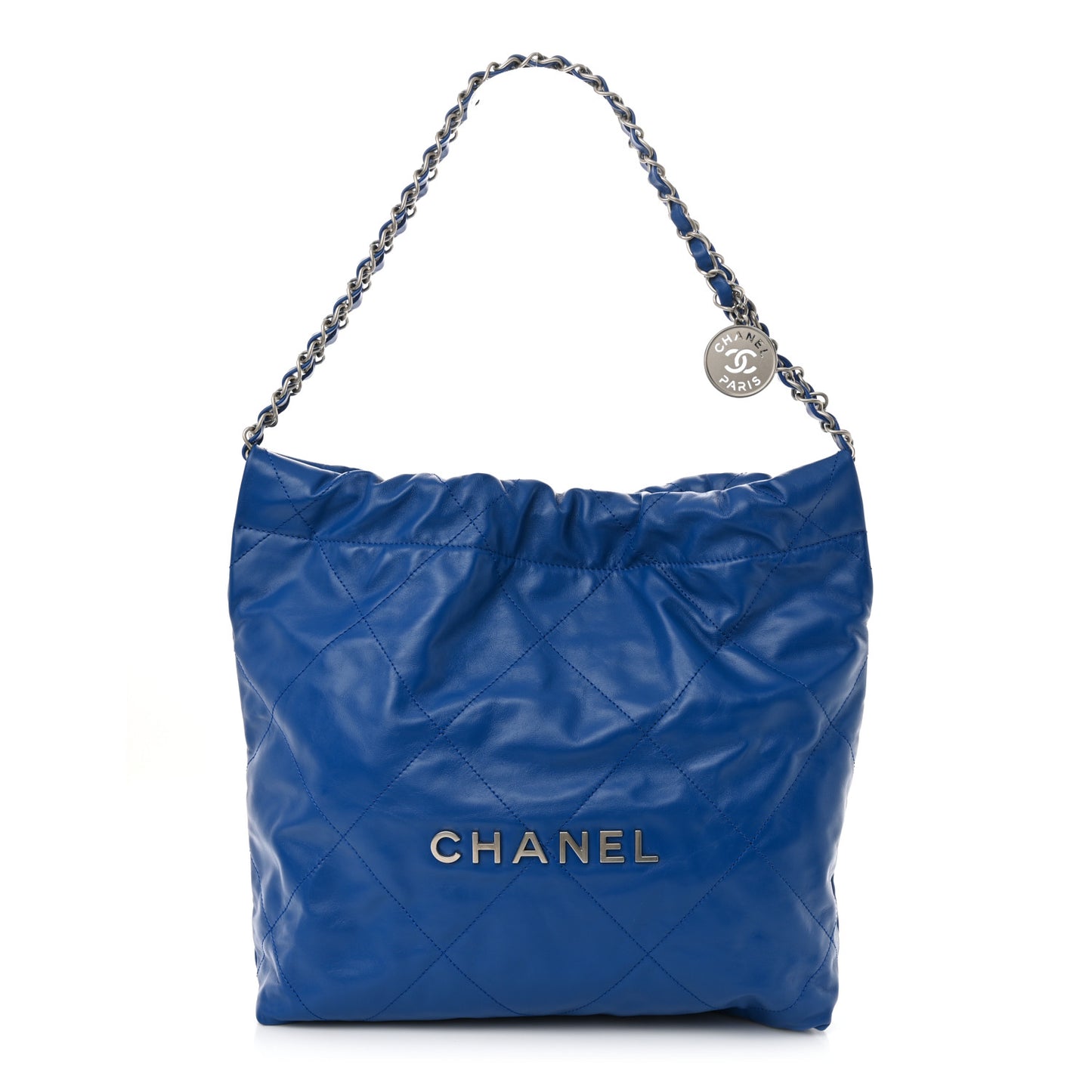 Shiny Calfskin Quilted Small Chanel 22 Dark Blue