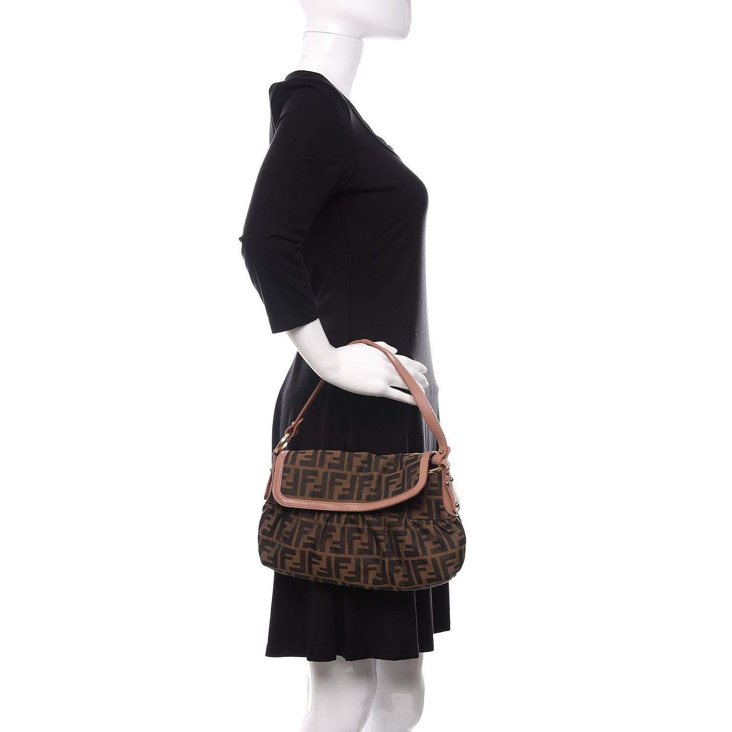 Fendi Zucca Cuoio Lucido Small Chef Shoulder Bag Tobacco Bois de Rose 2 of 10