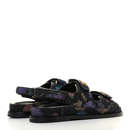 Chanel Denim Velcro Dad Sandals 37.5 Dark Grey Red Yellow Black 3 of 3