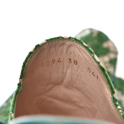 Gucci Lace Malaga Kid Womens Princetown Slippers 38 Green Grass Skin Rose 8 of 10
