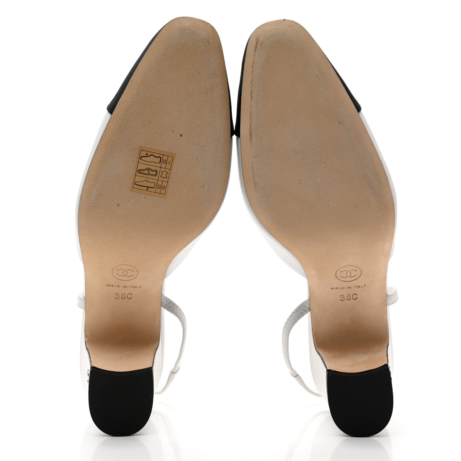 Chanel Calfskin Cap Toe CC Slingback Pumps 38 Black White 5 of 10