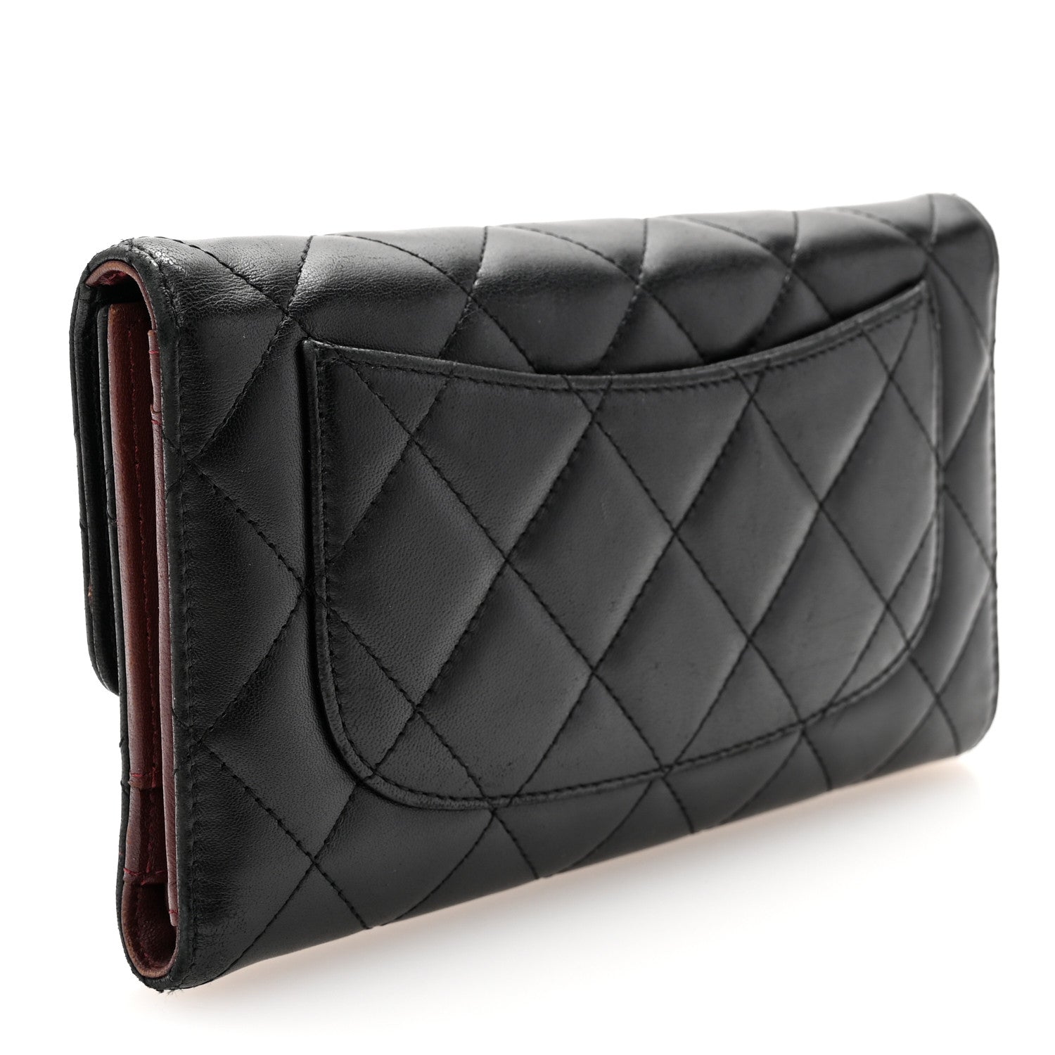 Chanel Lambskin Quilted Large Flap Wallet Black 3 of 14