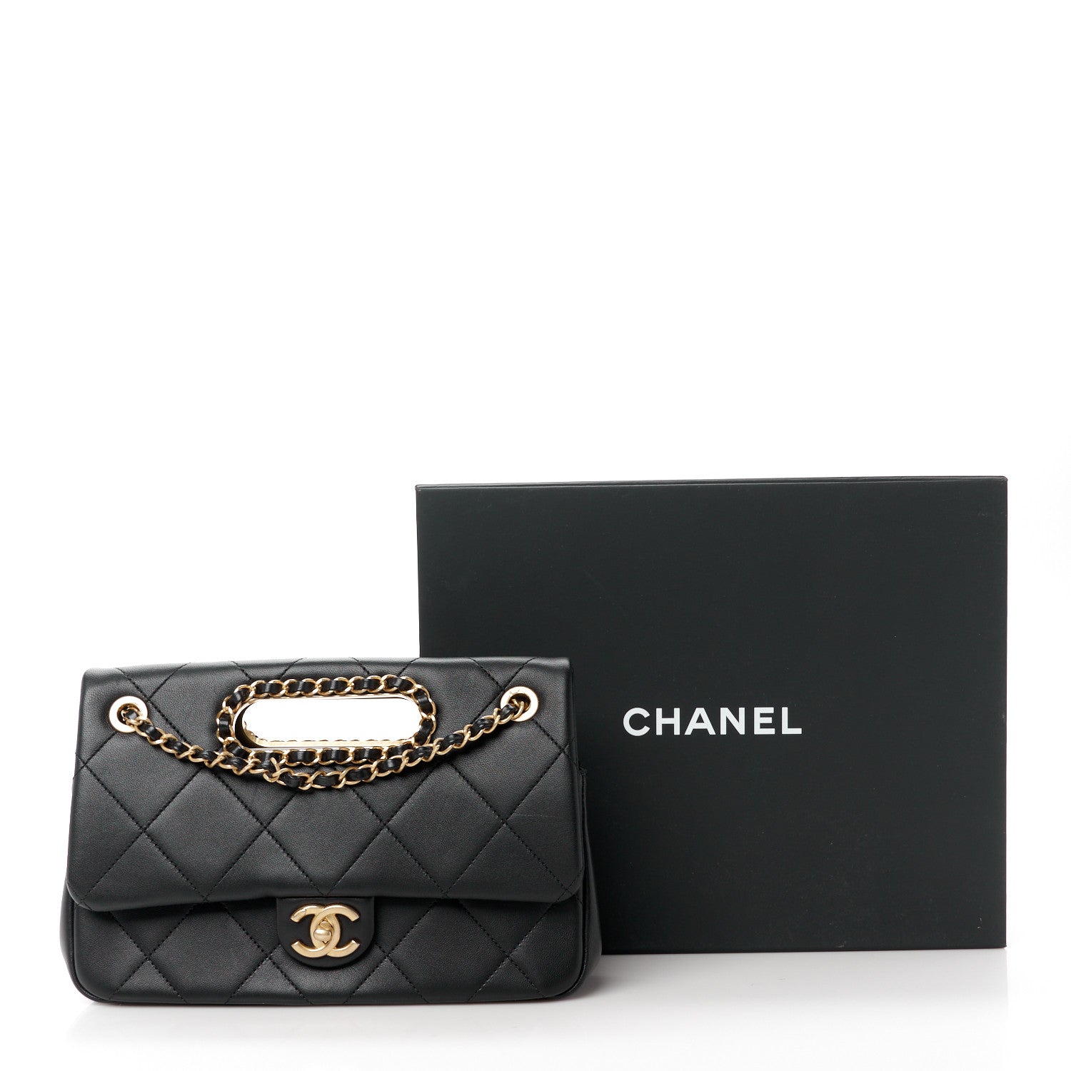 Chanel Lambskin Small A Real Catch Flap Bag Black 12 of 12