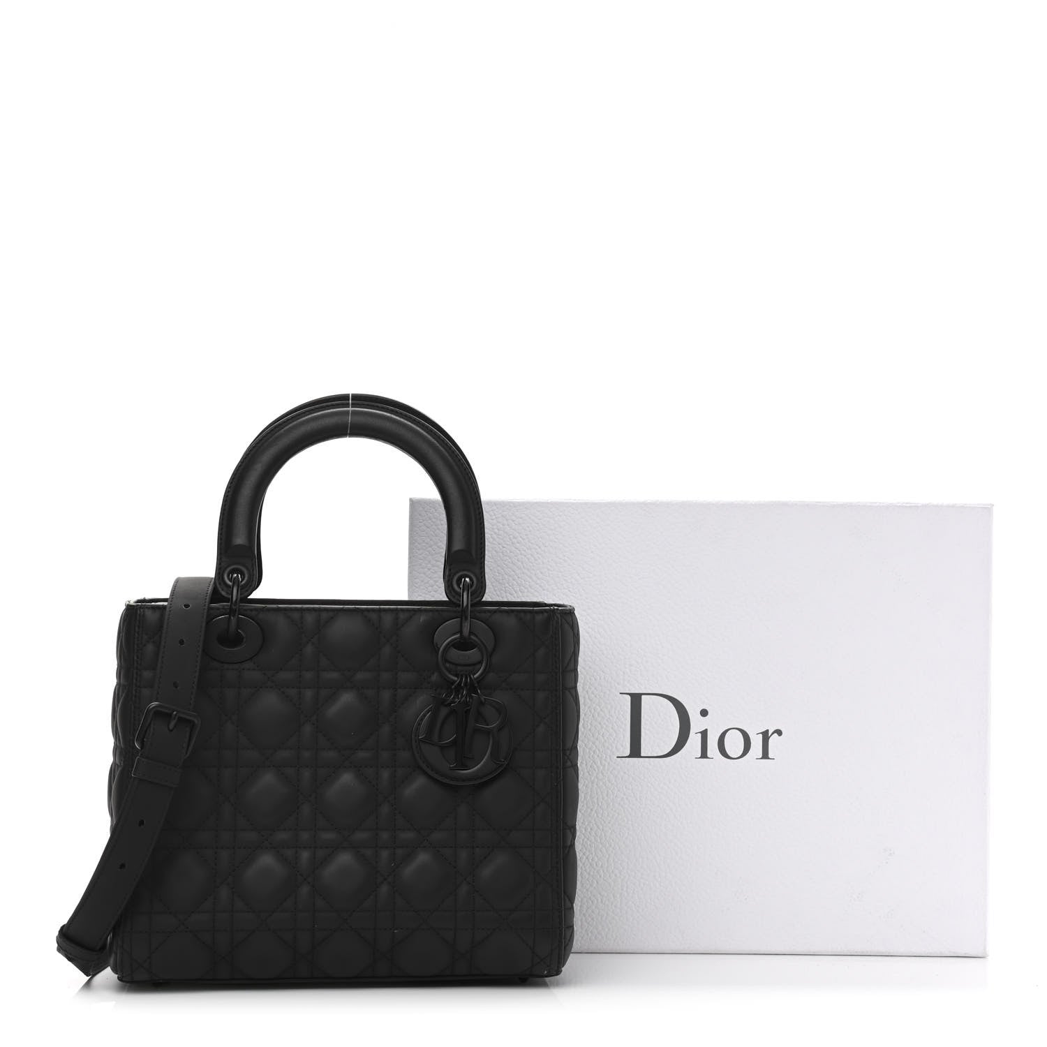 Christian Dior Ultra Matte Calfskin Cannage Medium Lady Dior Black 11 of 11