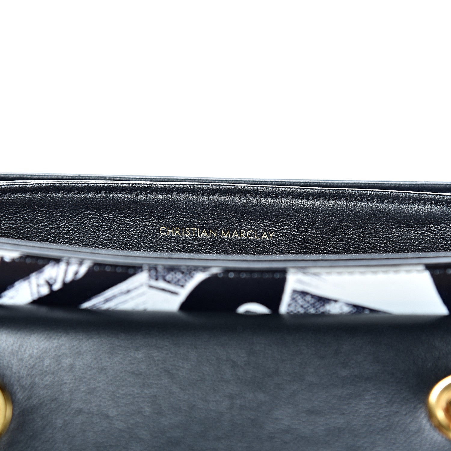 Celine Calfskin Zzhaa Printed x Christian Marclay Small C Bag Black White 6 of 10