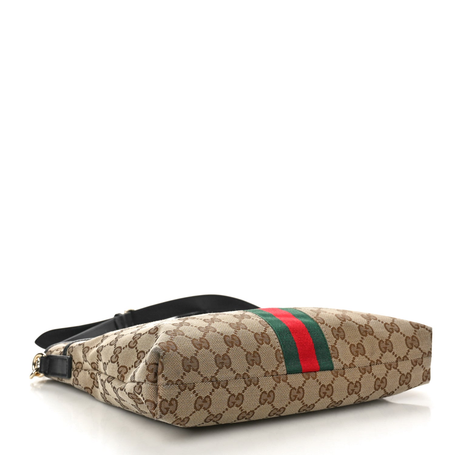 Gucci GG Monogram Web Flat Messenger Bag Black 4 of 10
