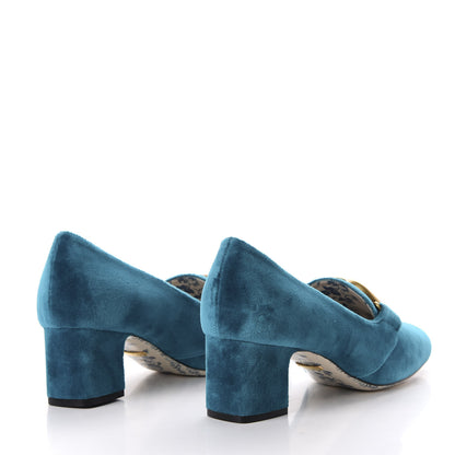 Gucci Softy Velvet GG Victoire 55mm Loafer Pumps 36.5 Pavone 4 of 10