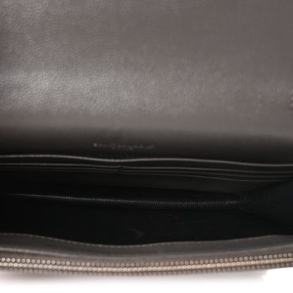 Saint Laurent Grain De Poudre Matelasse Chevron Monogram Envelope Chain Wallet Coal 4 of 9