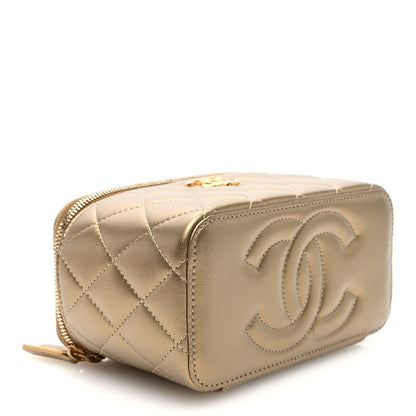 Chanel Metallic Lambskin Quilted Small CC Dynasty Vanity Case With Chain Gold 4 of 11