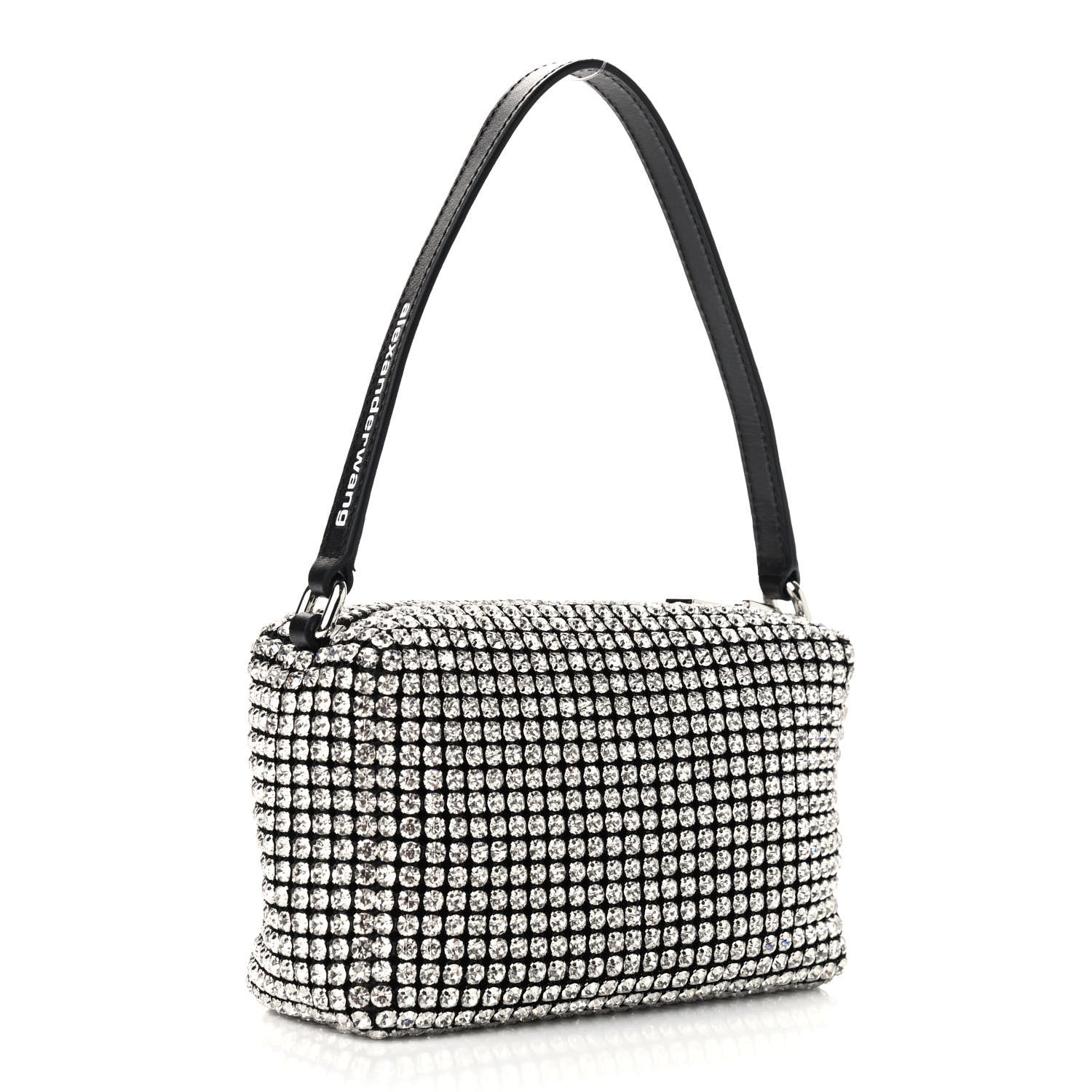 Alexander Wang Mesh Crystal Rhinestone Mini Heiress Pouch Black Silver 3 of 8