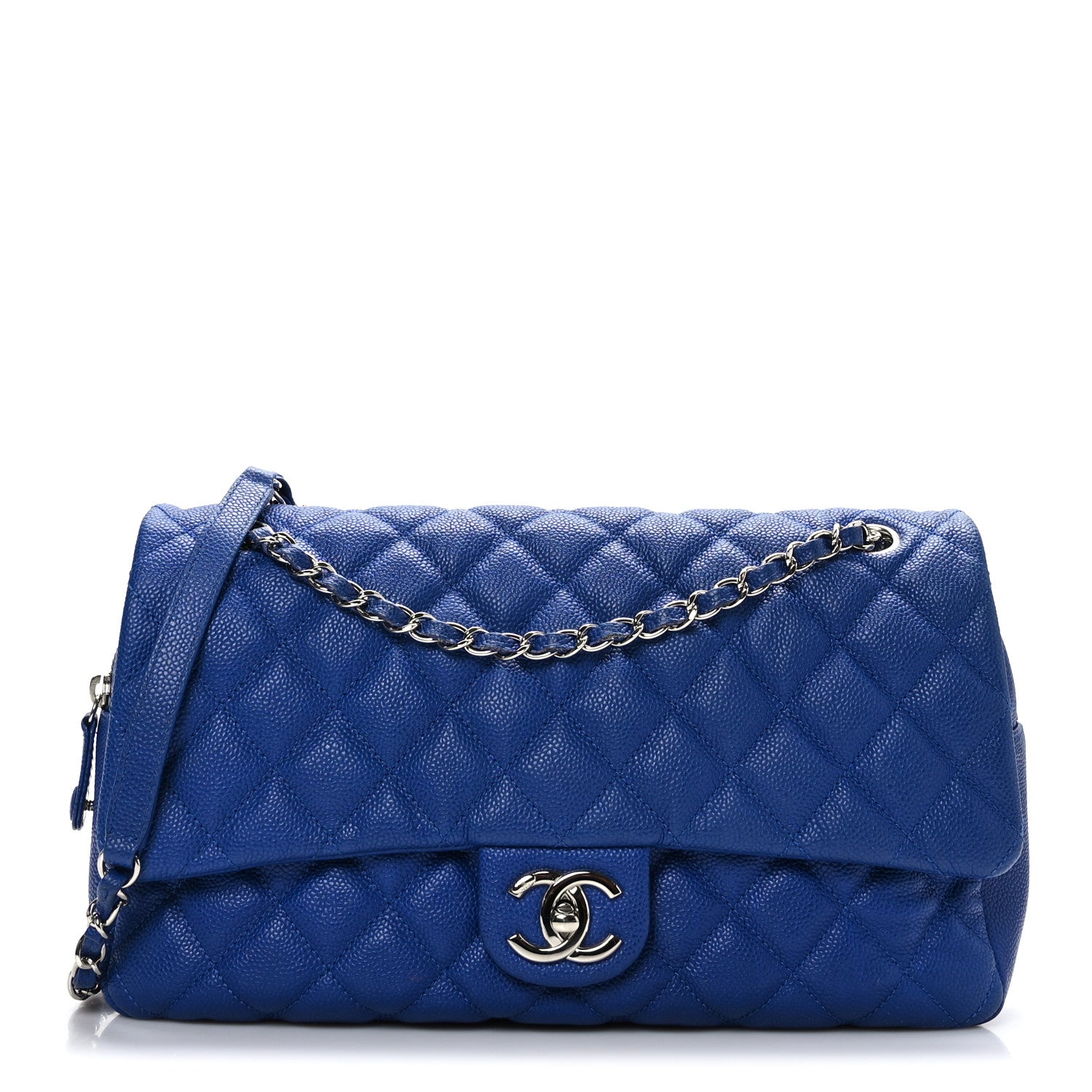 Chanel Caviar Quilted Jumbo Easy Flap Blue 1 of 10