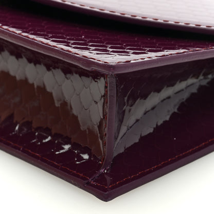 Christian Louboutin Patent Birdy Snakeskin Embossed Loubi54 Crossbody Clutch Merlot 9 of 10