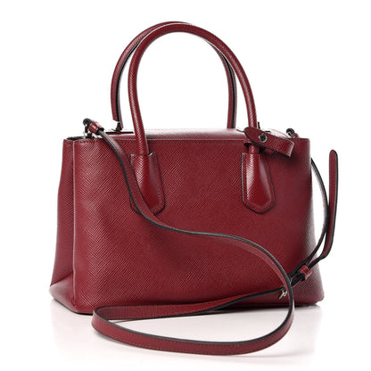 Prada Saffiano Cuir Small Twin Tote Cherry 3 of 16